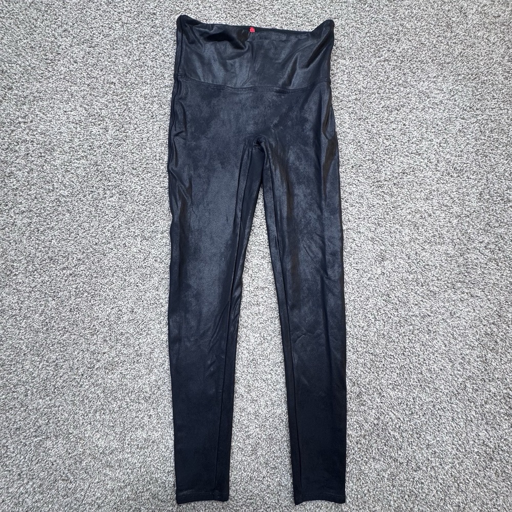 Spanx Faux Leather‎ Crop Leggings Pants Black Size Large